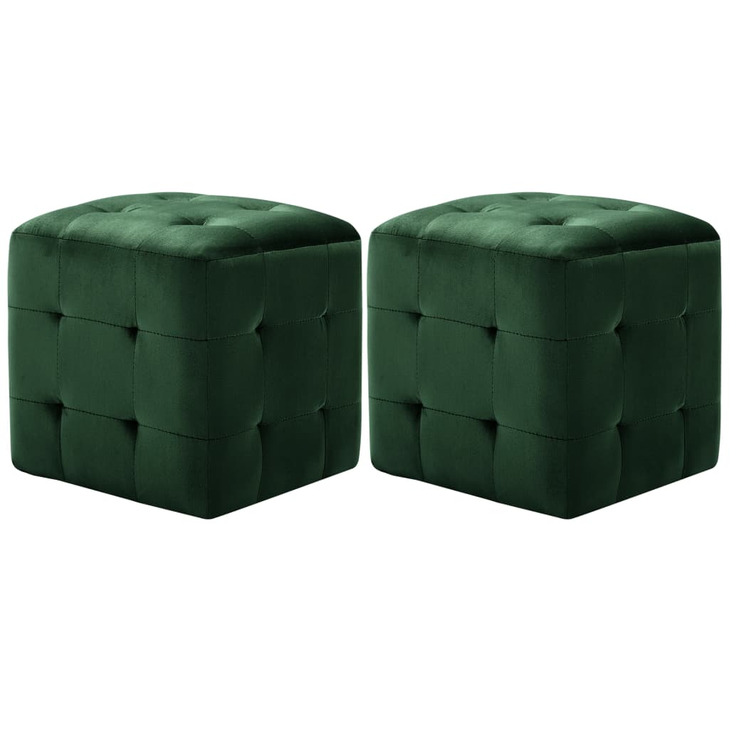 Vetonek Puf 2 unidades terciopelo verde 30x30x30 cm