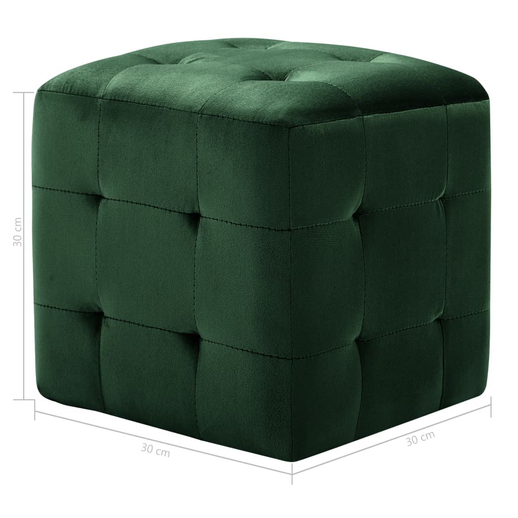 Puf 2 unidades terciopelo verde 30x30x30 cm vidaXL