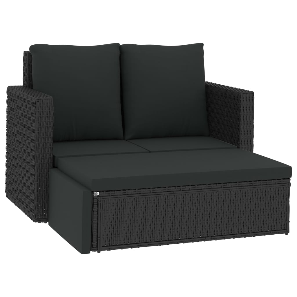 Vetonek Set muebles de jardín 2 piezas y cojines ratán sintético negro