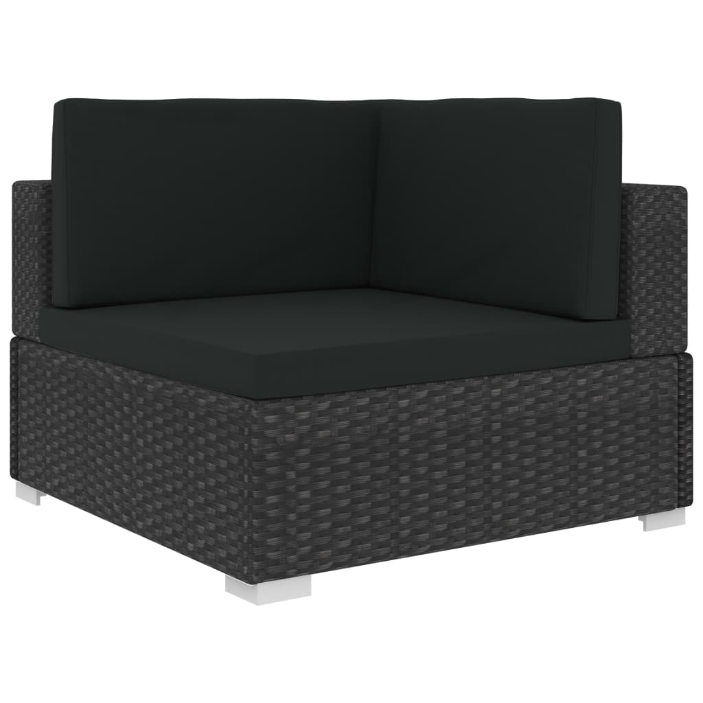 Set muebles de jardín 8 piezas y cojines ratán sintético negro vidaXL