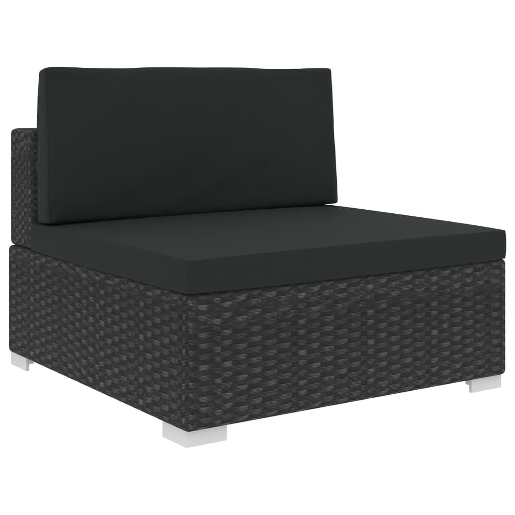 Set muebles de jardín 8 piezas y cojines ratán sintético negro vidaXL