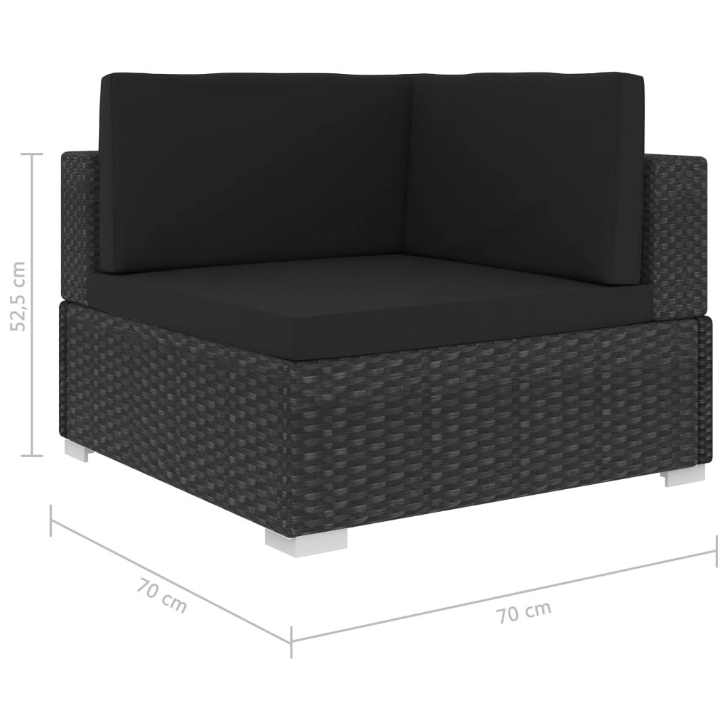 Set muebles de jardín 8 piezas y cojines ratán sintético negro vidaXL