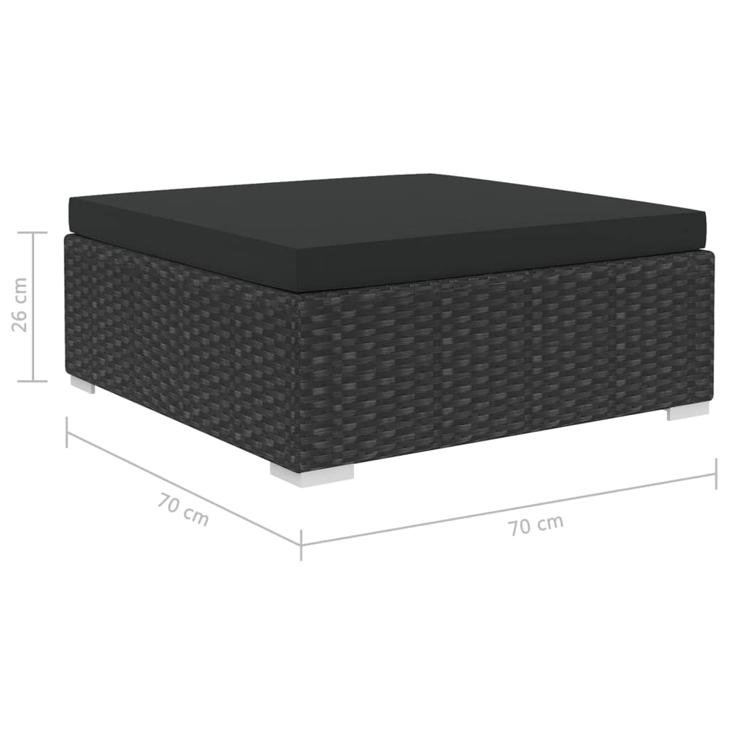 Set muebles de jardín 8 piezas y cojines ratán sintético negro - Vetonek