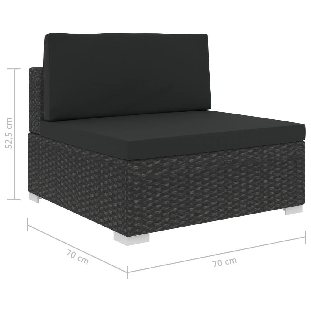 Set muebles de jardín 8 piezas y cojines ratán sintético negro vidaXL