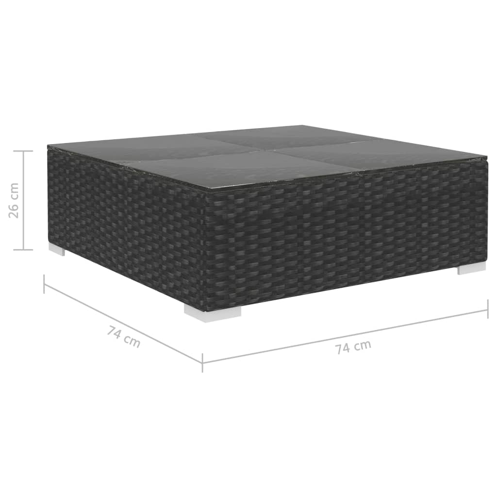 Set muebles de jardín 8 piezas y cojines ratán sintético negro - Vetonek