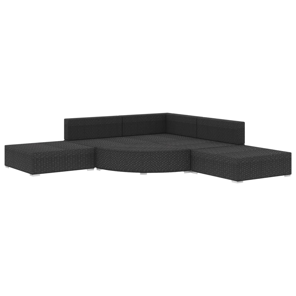 SET Garden Furniture and Cushions 6 pieces Black synthetic