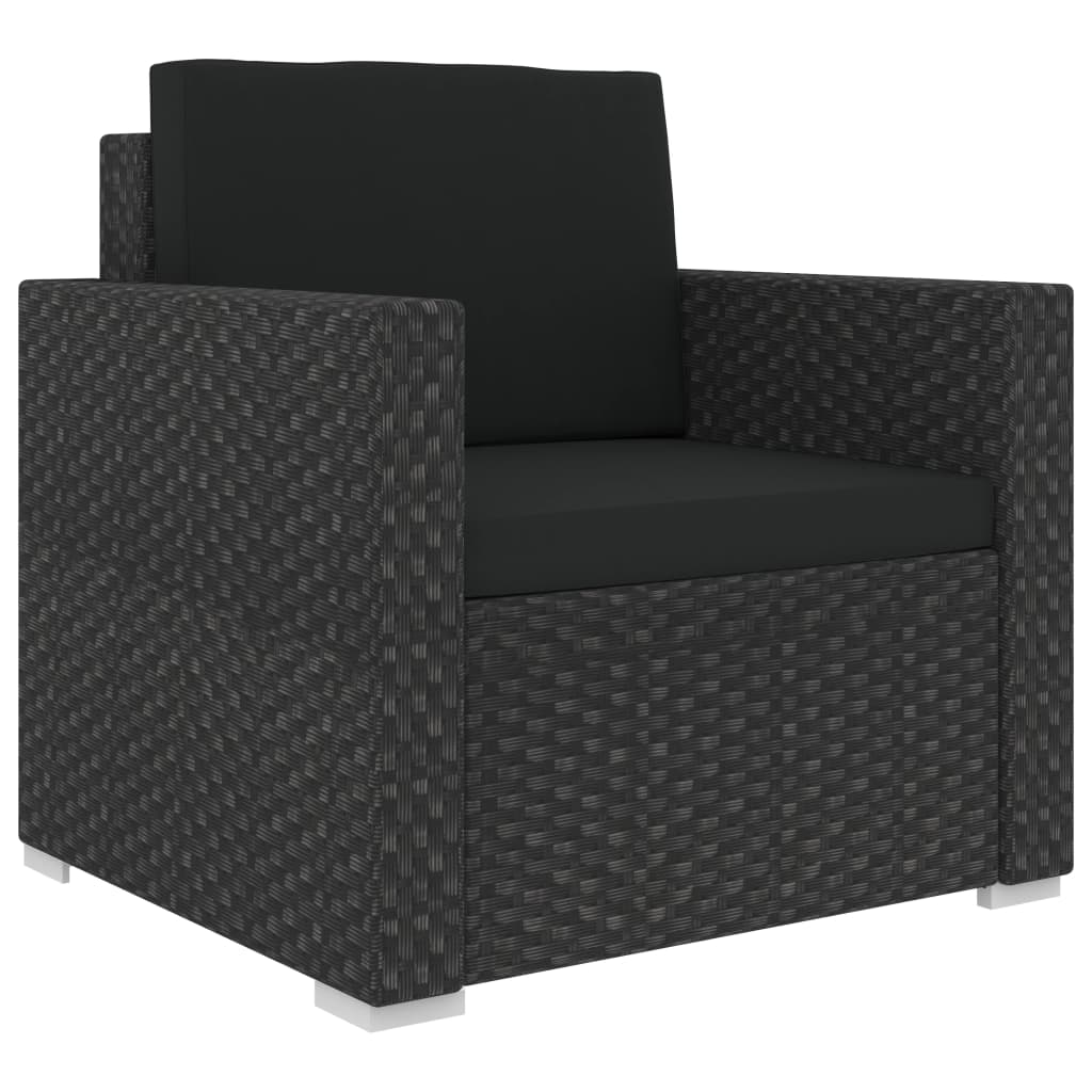 Set muebles de jardín 6 piezas y cojines ratán sintético negro vidaXL