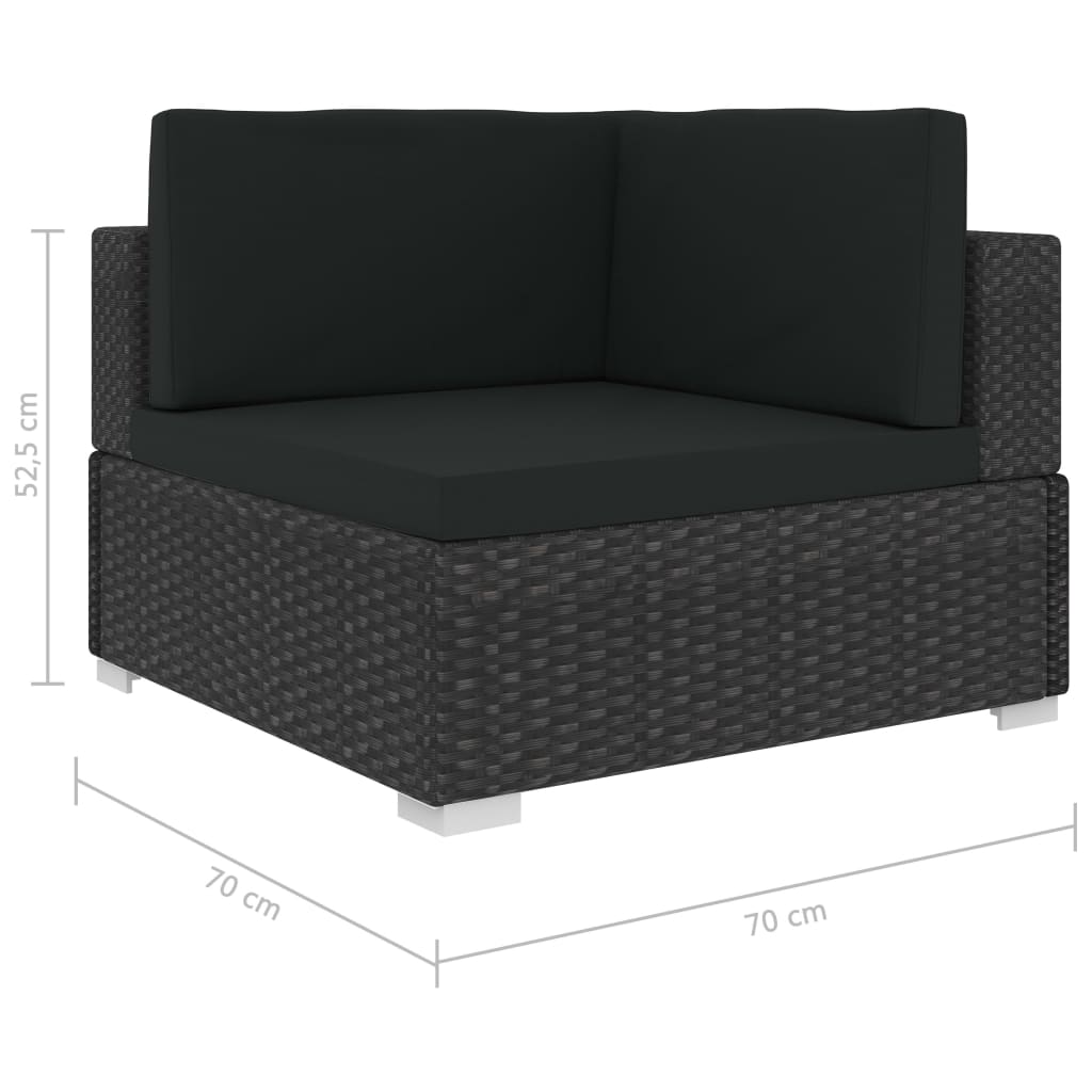 Set muebles de jardín 6 piezas y cojines ratán sintético negro - Vetonek