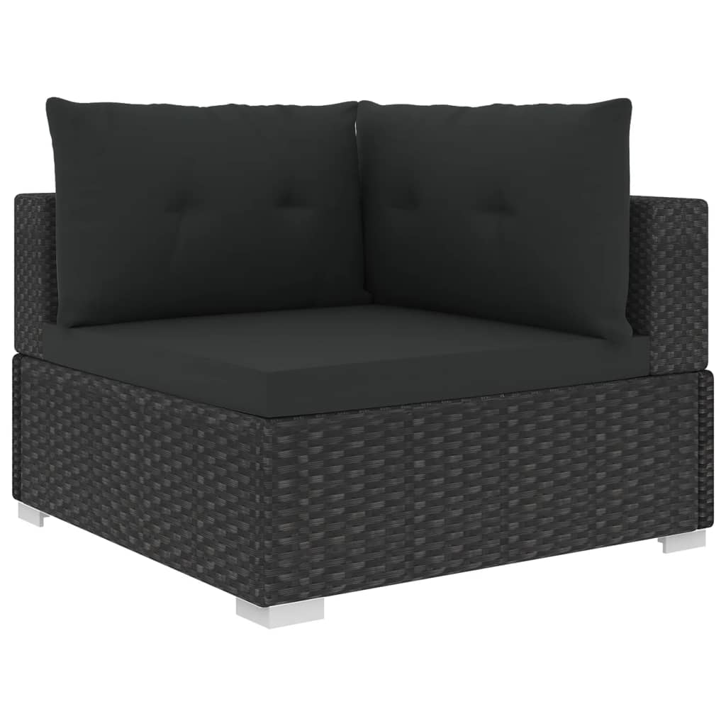 Set muebles de jardín 10 piezas y cojines ratán sintético negro vidaXL