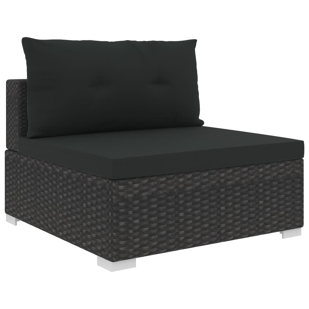 Set muebles de jardín 10 piezas y cojines ratán sintético negro vidaXL