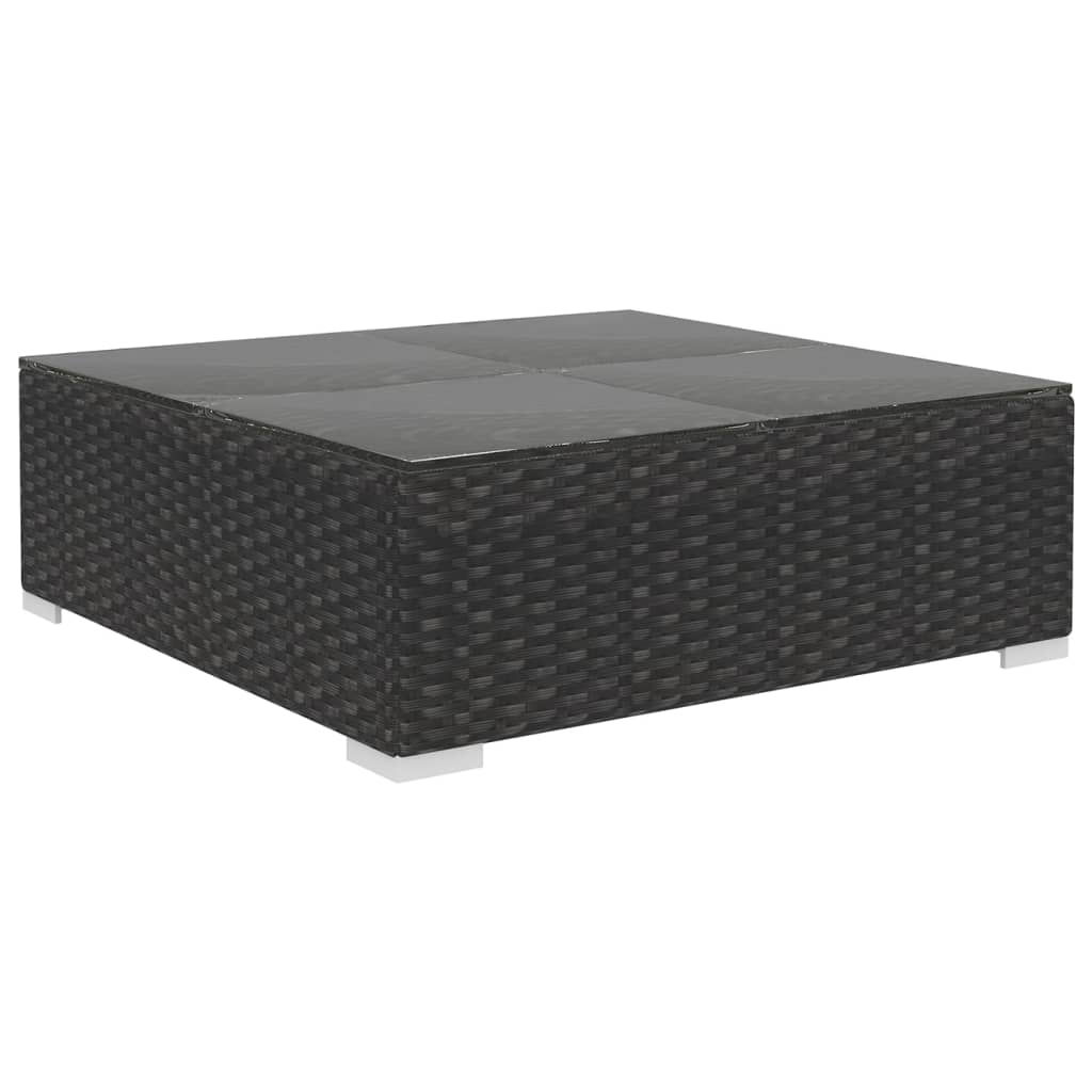 Set muebles de jardín 10 piezas y cojines ratán sintético negro vidaXL