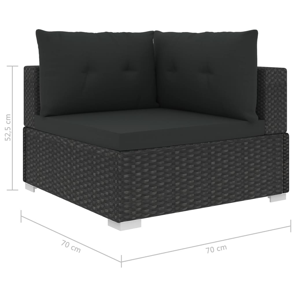 Set muebles de jardín 10 piezas y cojines ratán sintético negro vidaXL