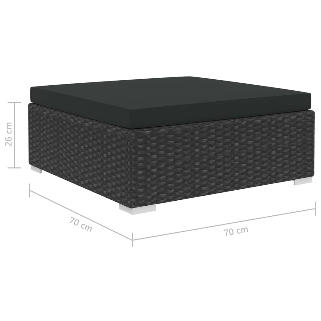 Set muebles de jardín 10 piezas y cojines ratán sintético negro vidaXL