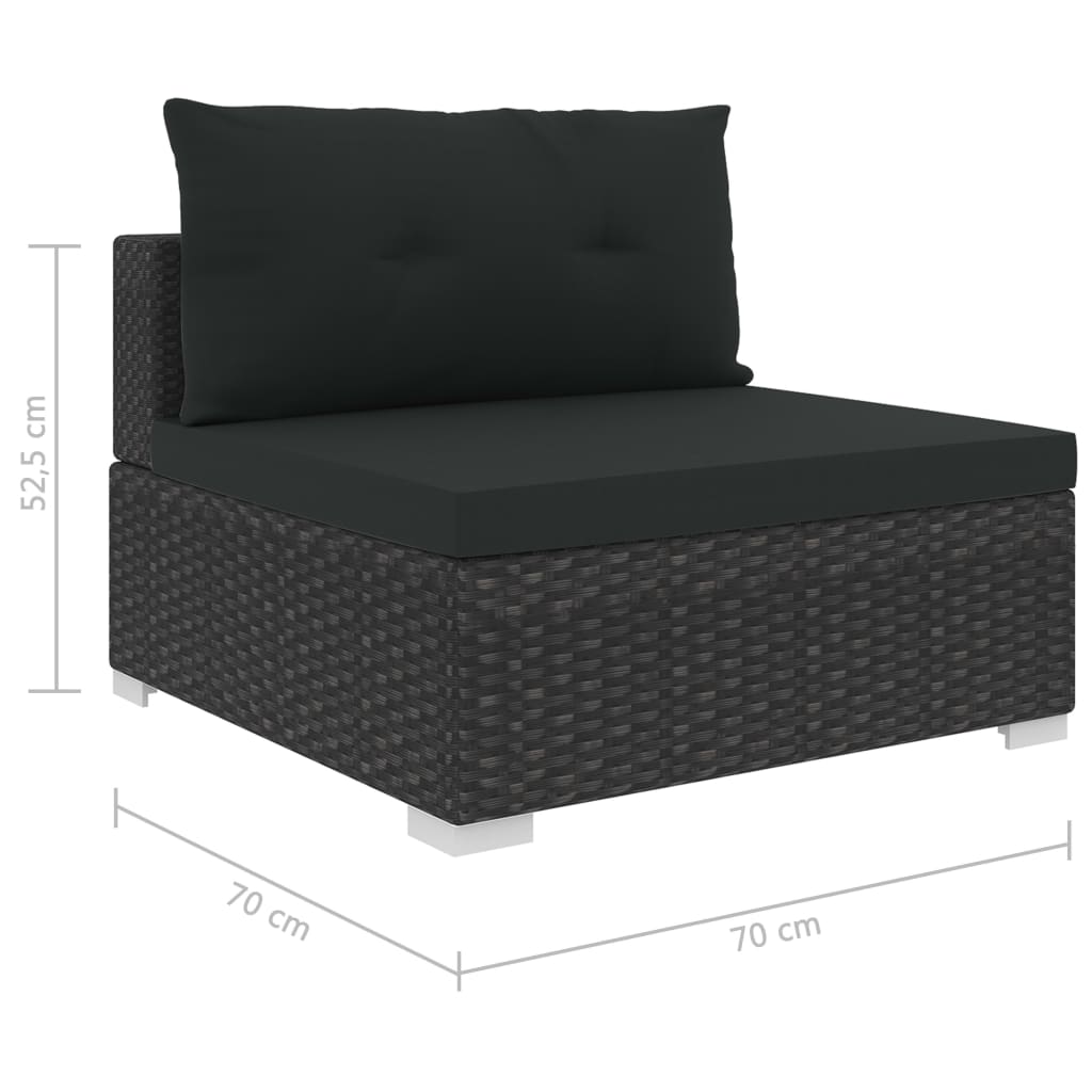 Set muebles de jardín 10 piezas y cojines ratán sintético negro vidaXL