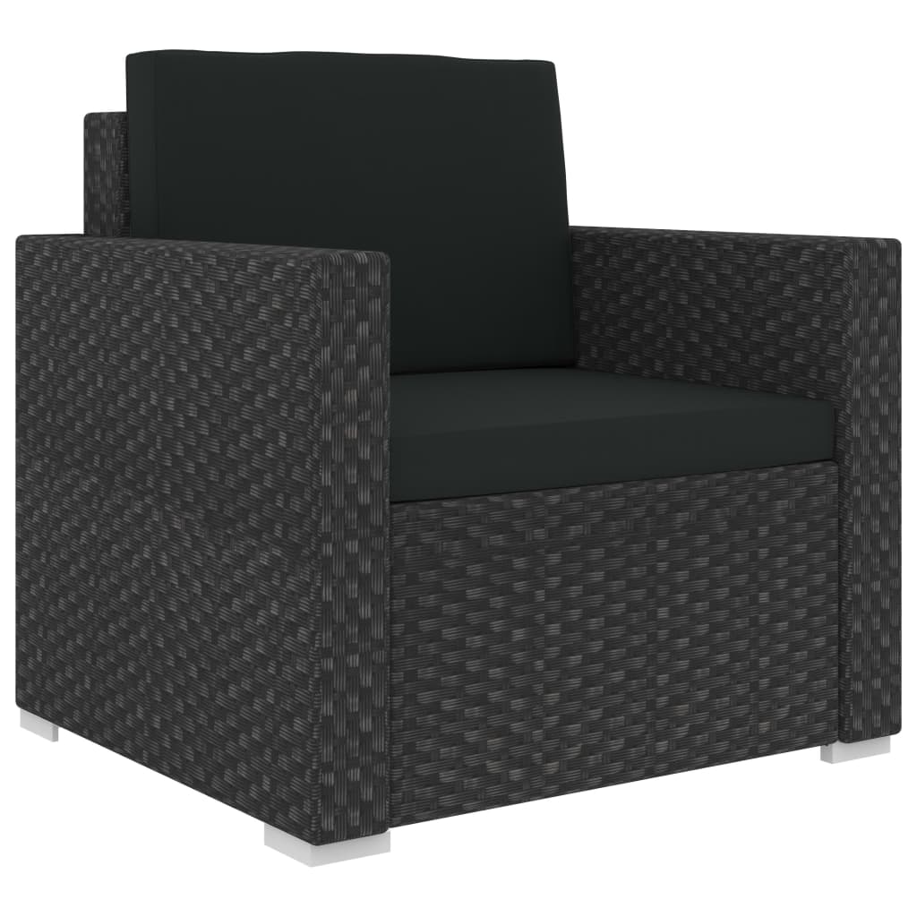 Set muebles de jardín 8 piezas y cojines ratán sintético negro vidaXL