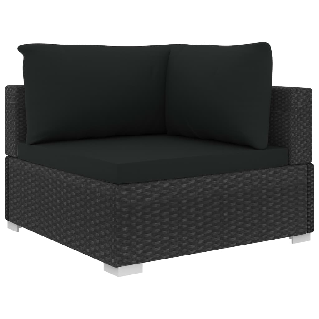 Set muebles de jardín 8 piezas y cojines ratán sintético negro vidaXL