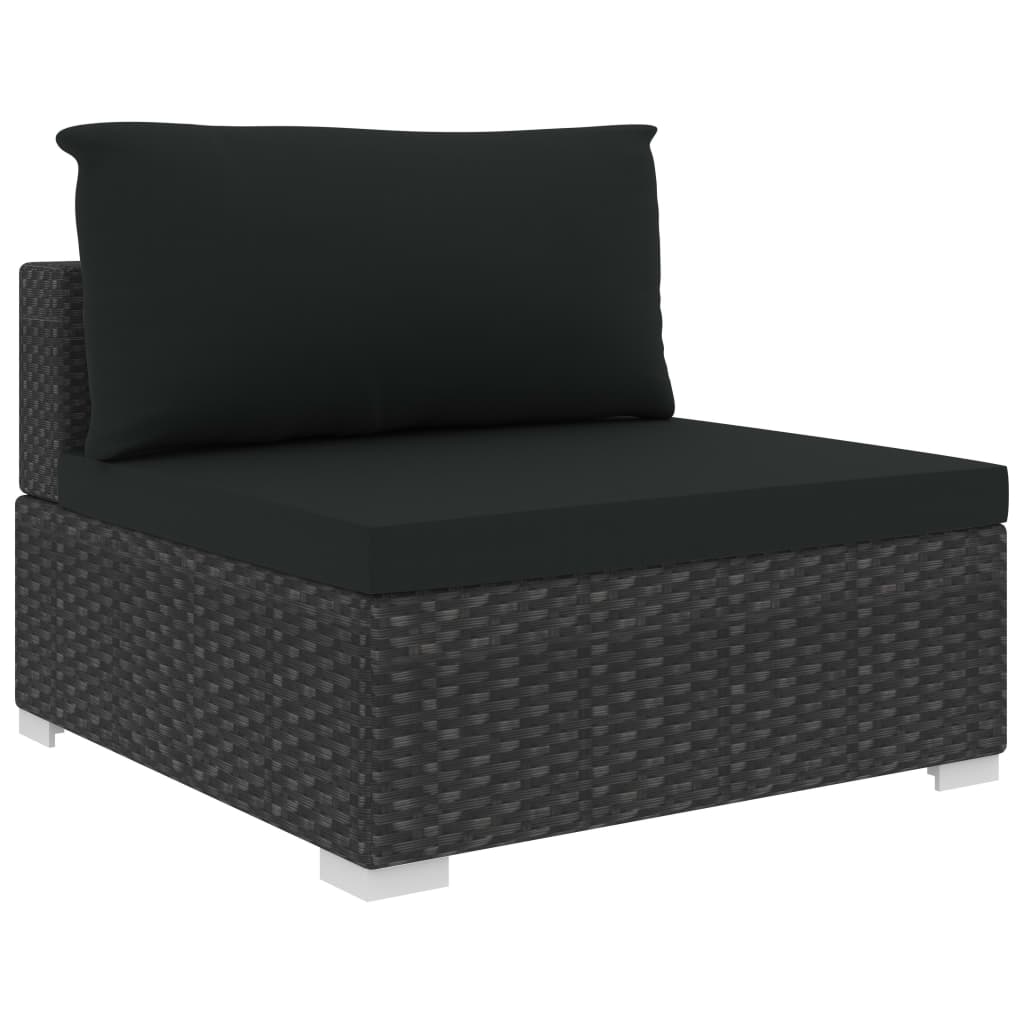 Set muebles de jardín 8 piezas y cojines ratán sintético negro vidaXL