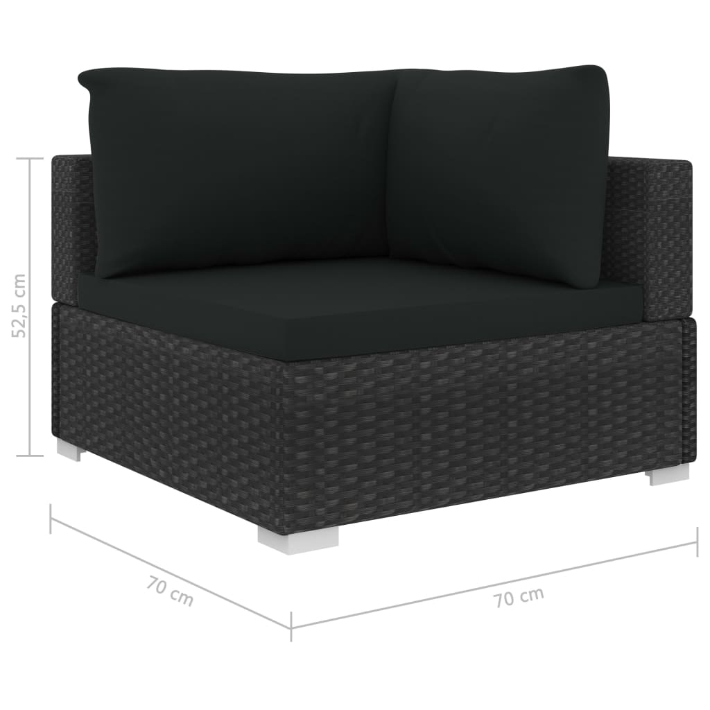 Set muebles de jardín 8 piezas y cojines ratán sintético negro vidaXL