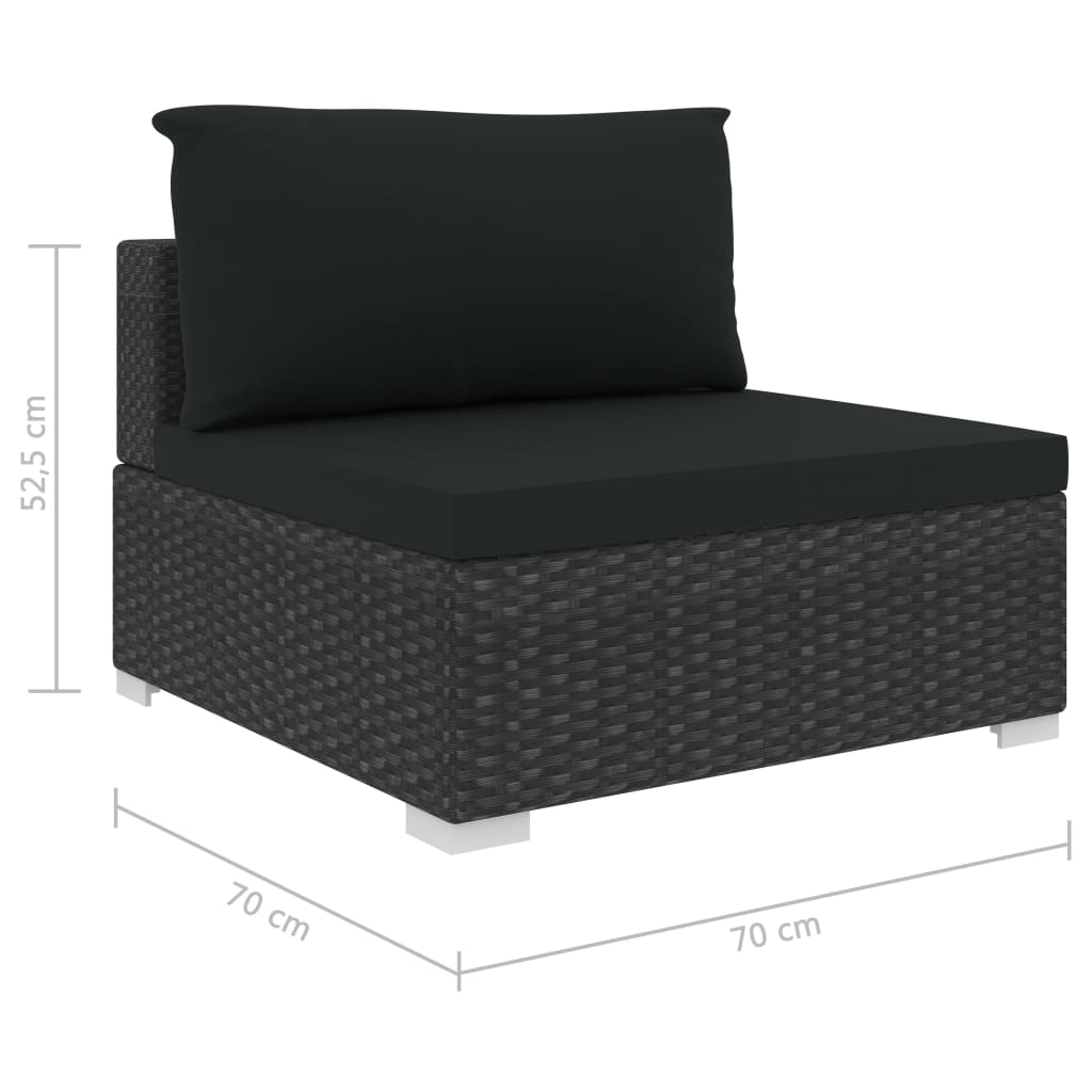 Set muebles de jardín 8 piezas y cojines ratán sintético negro vidaXL