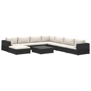 Set de muebles de jardín 9 pzas y cojines ratán sintético negro v4935 Vetonek