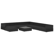 Set de muebles de jardín 9 pzas y cojines ratán sintético negro - Vetonek