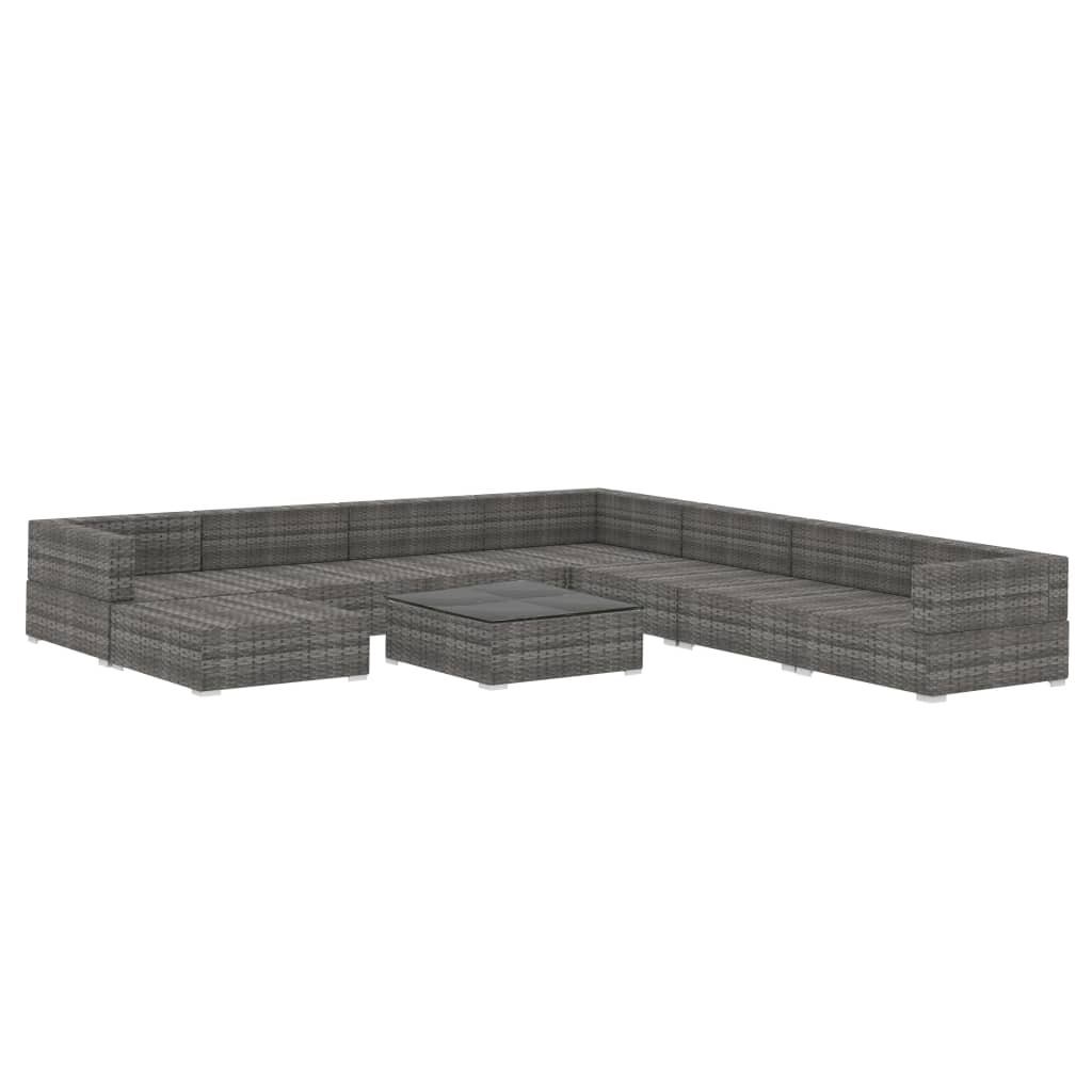 Set de muebles de jardín 9 pzas y cojines ratán sintético gris vidaXL