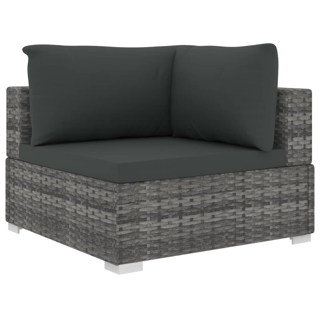 Set de muebles de jardín 9 pzas y cojines ratán sintético gris - Vetonek