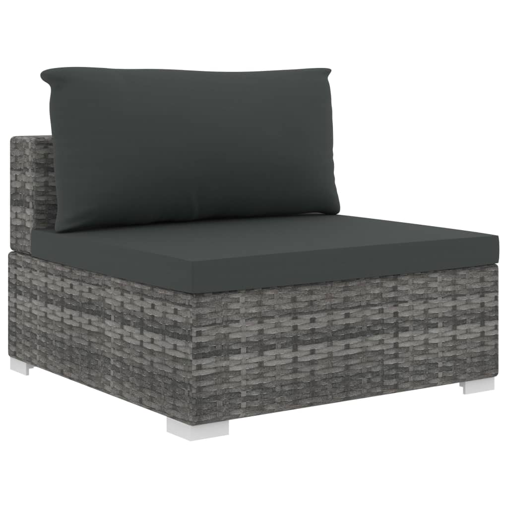 Set de muebles de jardín 9 pzas y cojines ratán sintético gris vidaXL