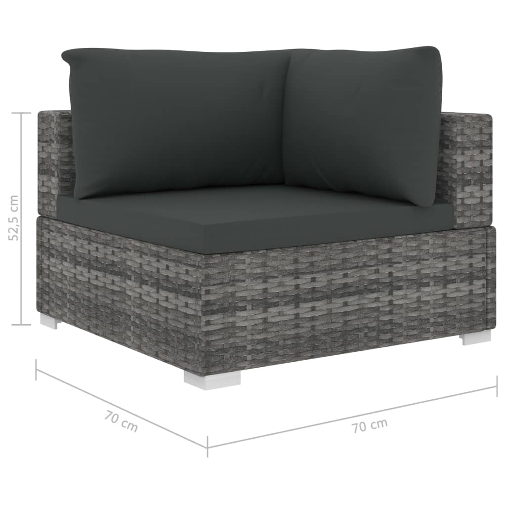 Set de muebles de jardín 9 pzas y cojines ratán sintético gris vidaXL