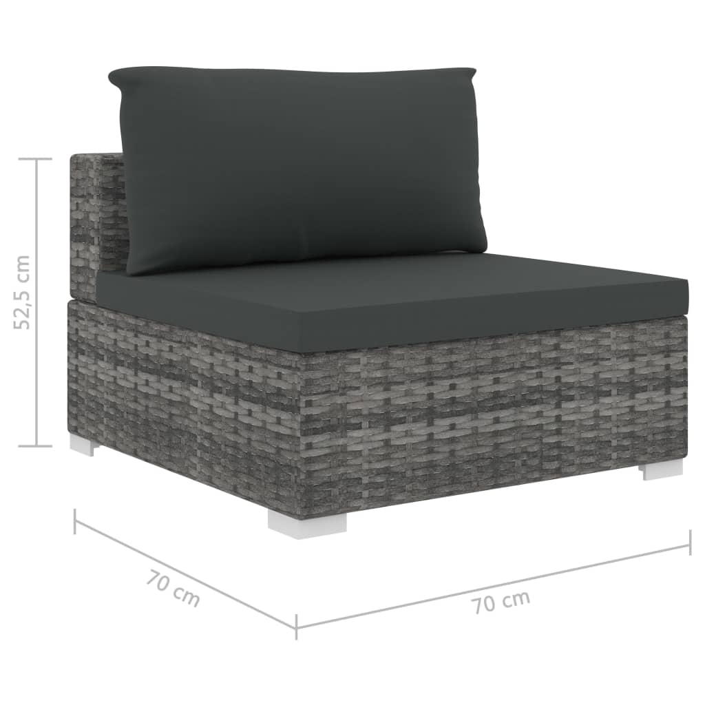 Set de muebles de jardín 9 pzas y cojines ratán sintético gris vidaXL