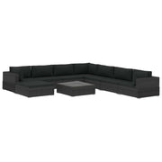 Set de muebles de jardín 9 pzas y cojines ratán sintético negro v4959 Vetonek