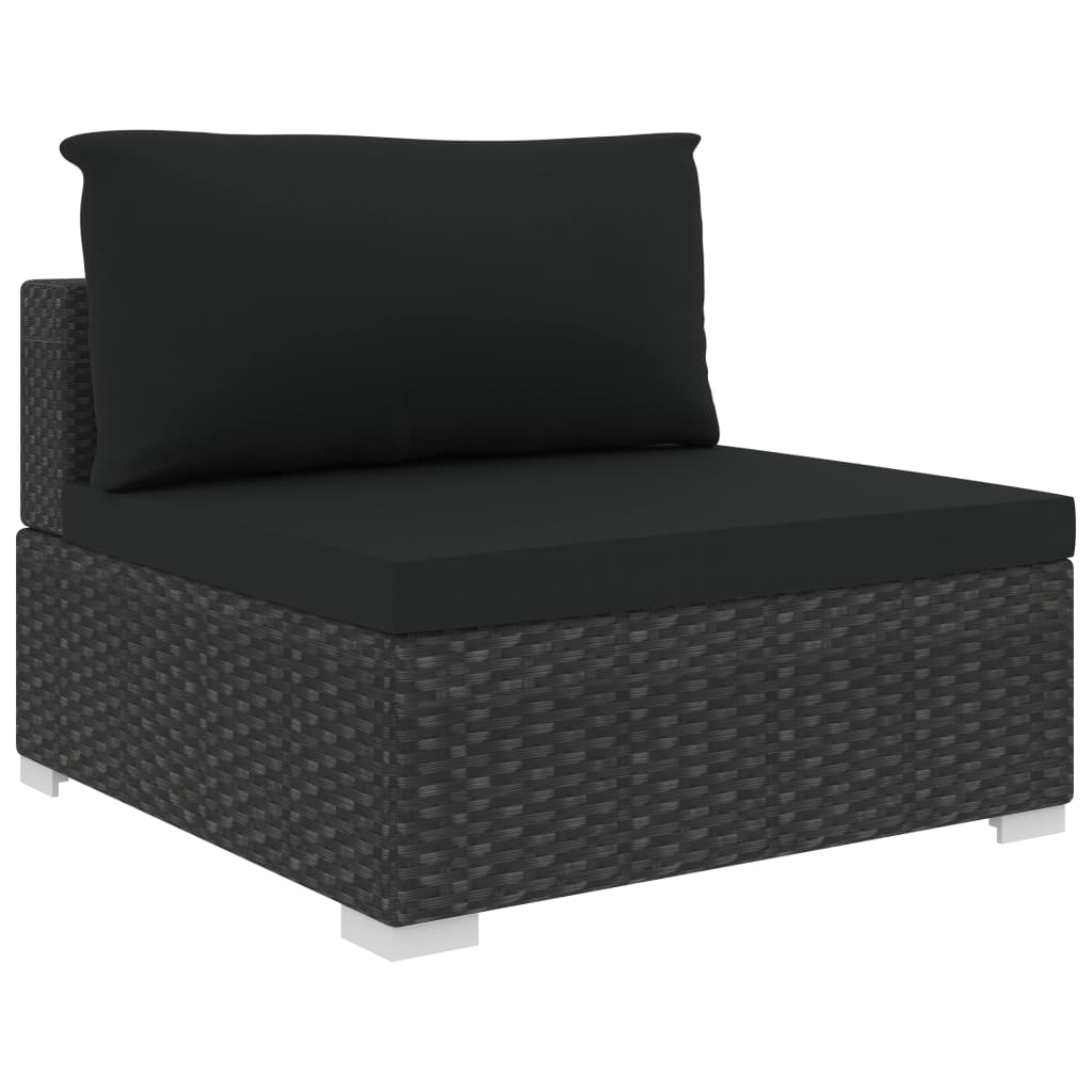Set de muebles de jardín 9 pzas y cojines ratán sintético negro v4959 - Vetonek