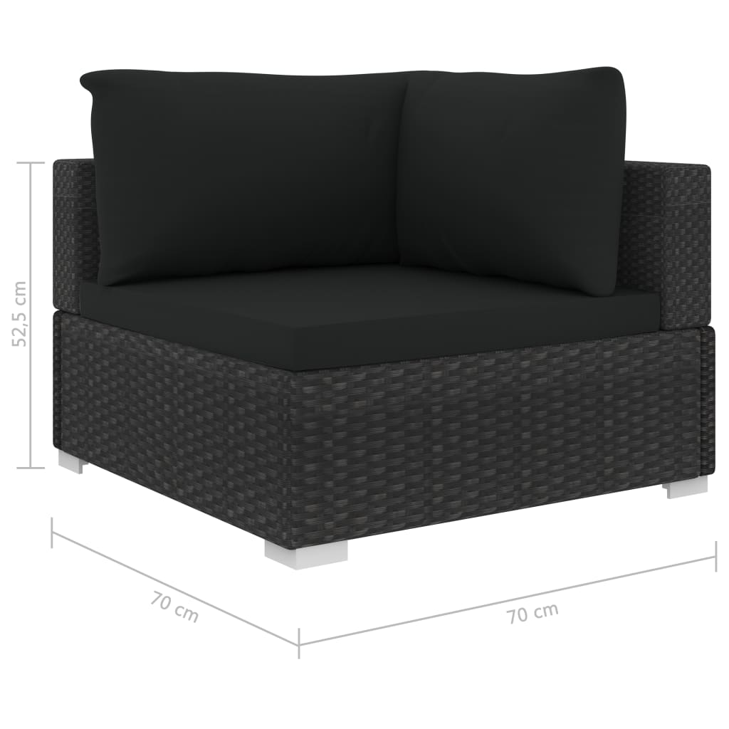 Set de muebles de jardín 4 pzas y cojines ratán sintético negro vidaXL