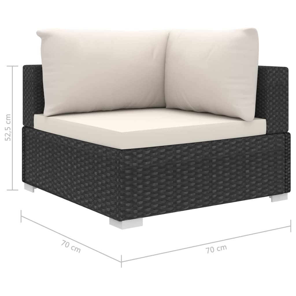 Set muebles de jardín 5 piezas y cojines ratán sintético negro vidaXL