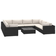 Set de muebles de jardín 9 pzas y cojines ratán sintético negro V5055 Vetonek