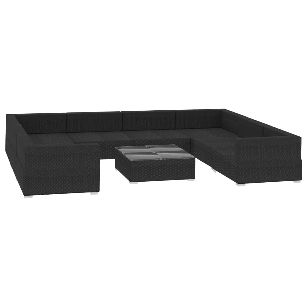 Set de muebles de jardín 9 pzas y cojines ratán sintético negro V5055 Vetonek