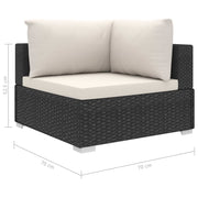Set de muebles de jardín 9 pzas y cojines ratán sintético negro V5055 Vetonek