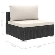 Set de muebles de jardín 9 pzas y cojines ratán sintético negro V5055 Vetonek