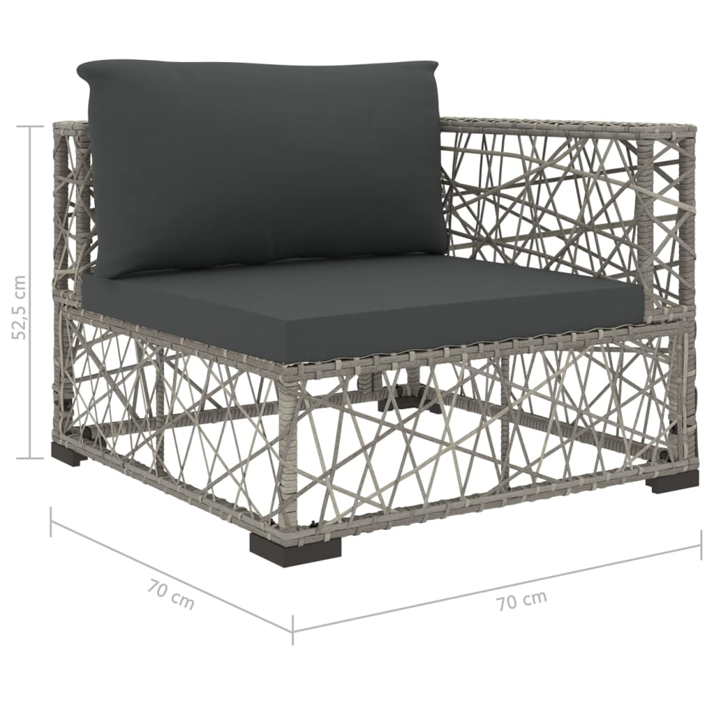 Set de muebles de jardín 8 pzas y cojines ratán sintético gris vidaXL