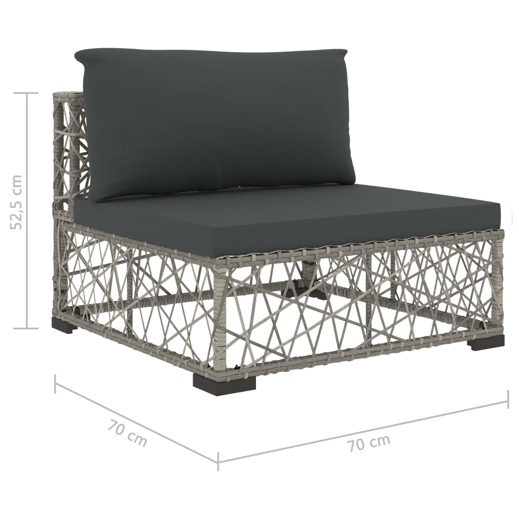 Set de muebles de jardín 8 pzas y cojines ratán sintético gris vidaXL