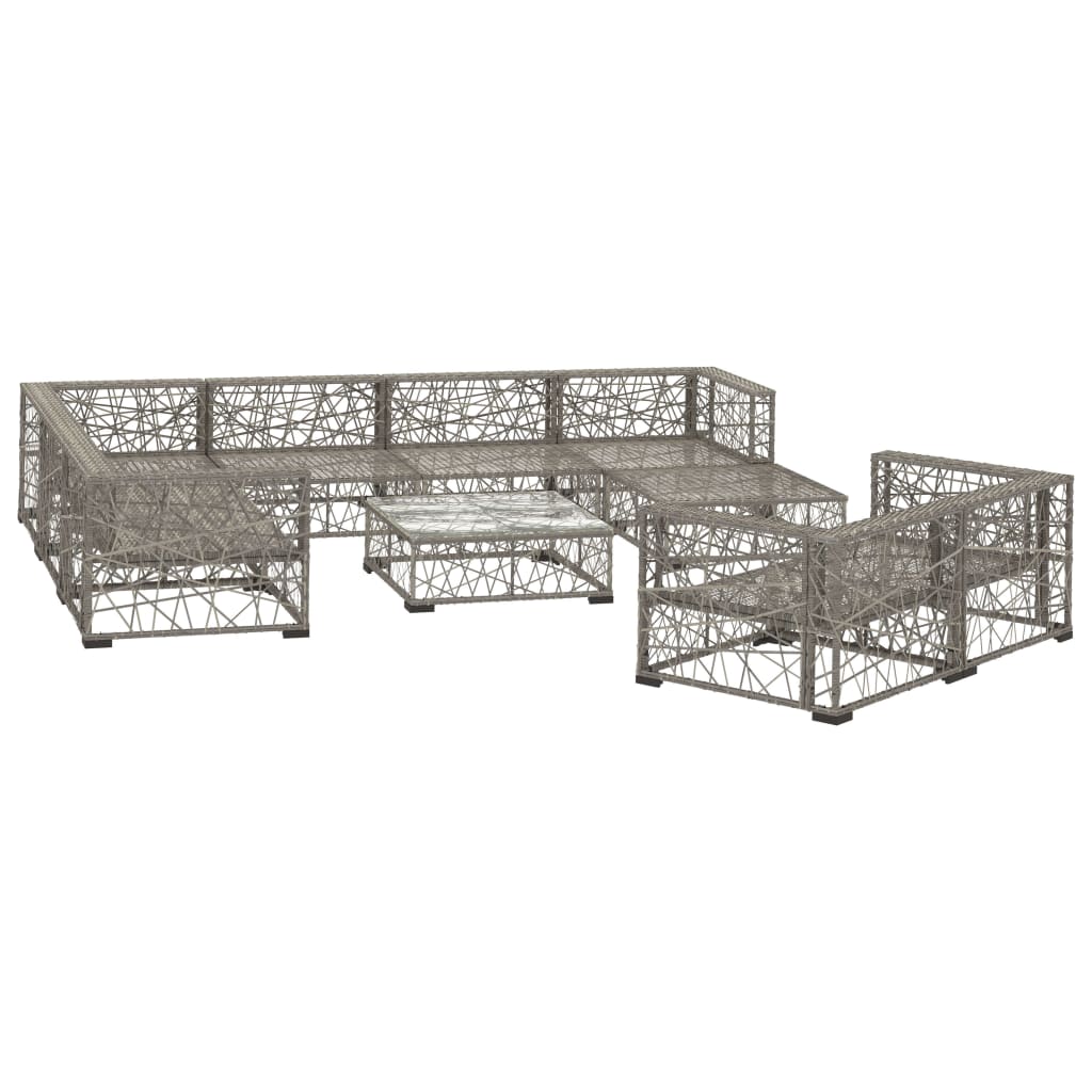 Set de muebles de jardín 10 pzas y cojines ratán sintético gris vidaXL