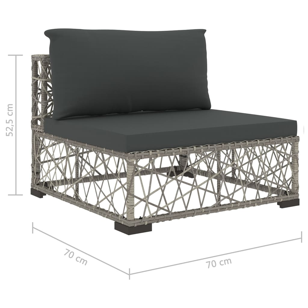 Set de muebles de jardín 10 pzas y cojines ratán sintético gris vidaXL