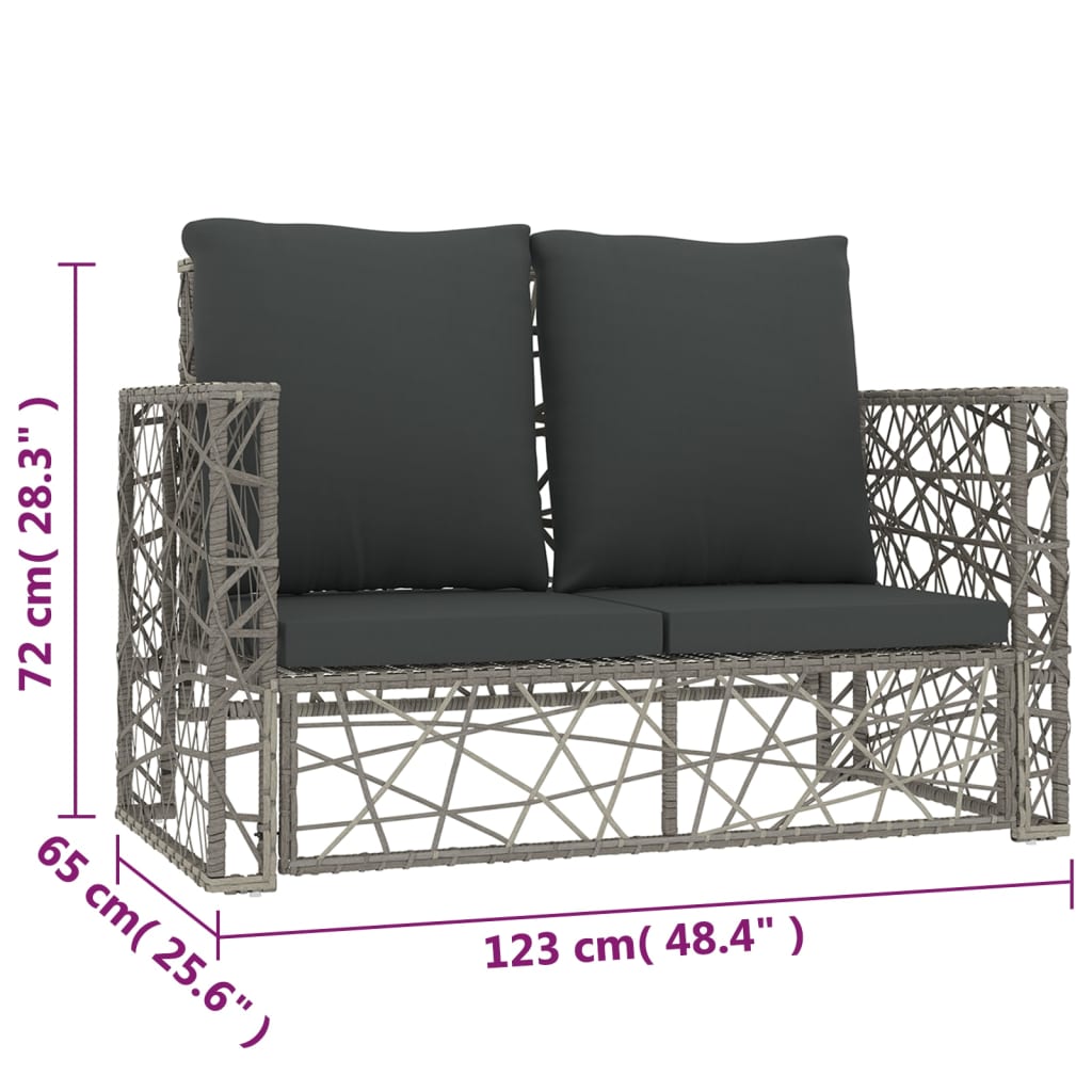 Set de muebles de jardín 2 pzas y cojines ratán sintético gris vidaXL