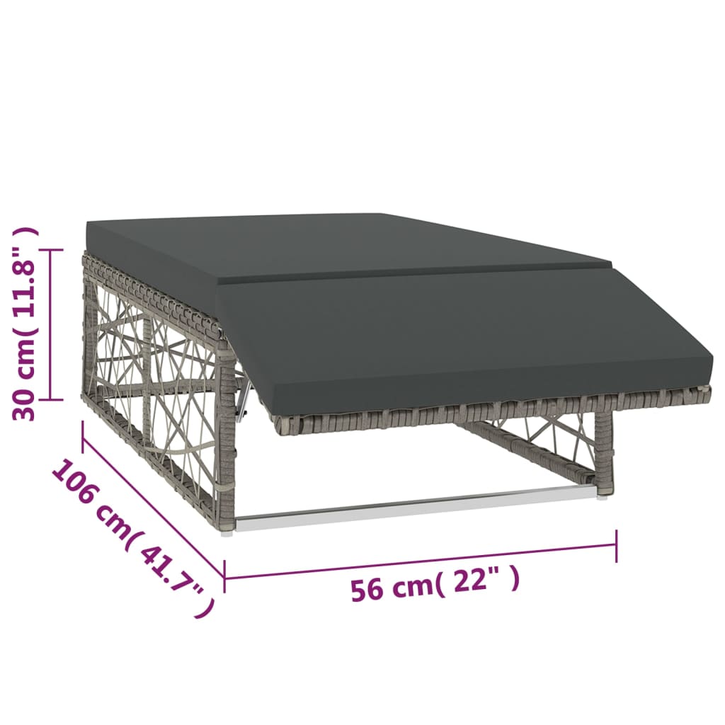 Set de muebles de jardín 2 pzas y cojines ratán sintético gris vidaXL