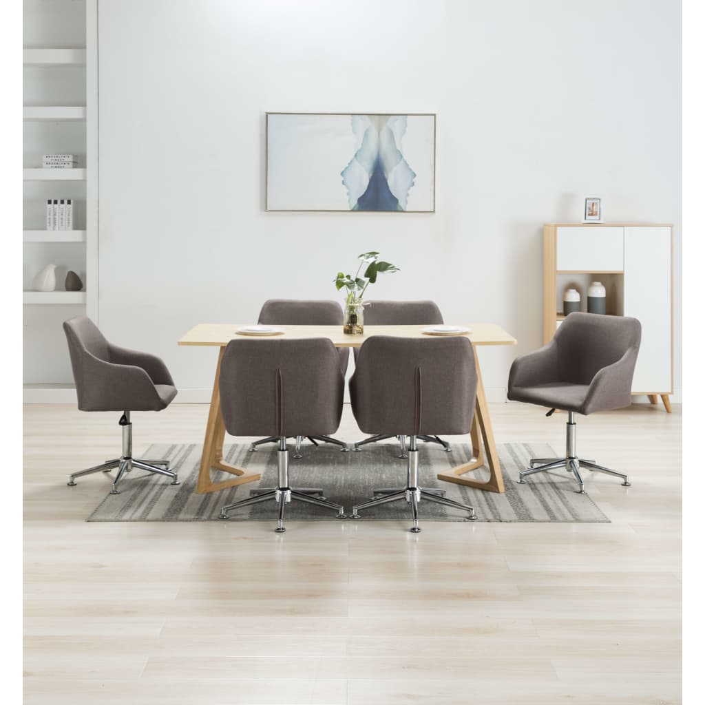 Vetonek Sillas de comedor giratorias 6 unidades tela color gris taupe