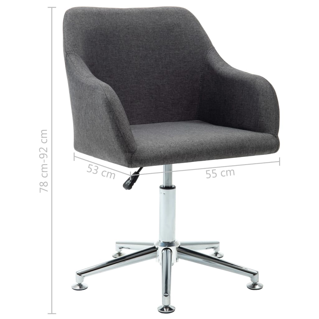 Silla de oficina giratoria tela gris oscuro vidaXL