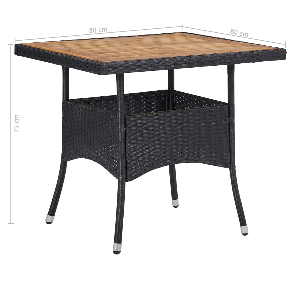 Set comedor jardín 5 pzas ratán sintético y madera acacia negro vidaXL