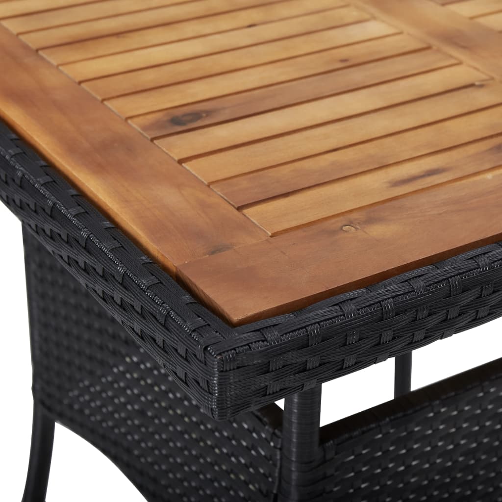 Set comedor jardín 5 pzas ratán sintético y madera acacia negro vidaXL