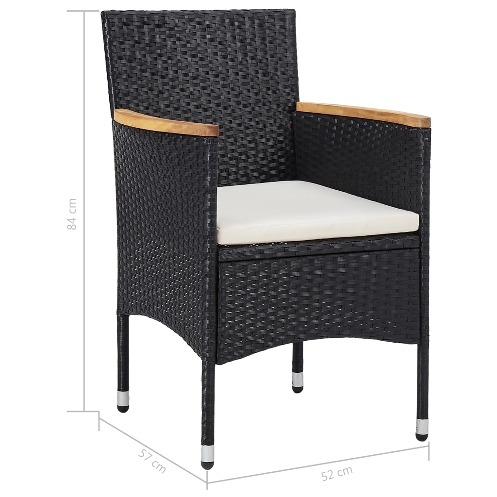 Set comedor jardín 5 pzas ratán sintético y madera acacia negro vidaXL