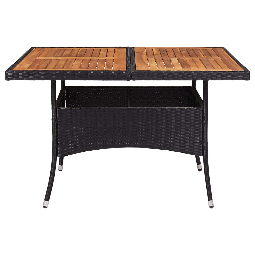 Mesa de comedor de jardín ratán sintético madera acacia negra